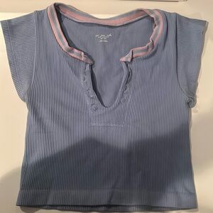 Light Blue Out From Under Go For Gold Seamless Top